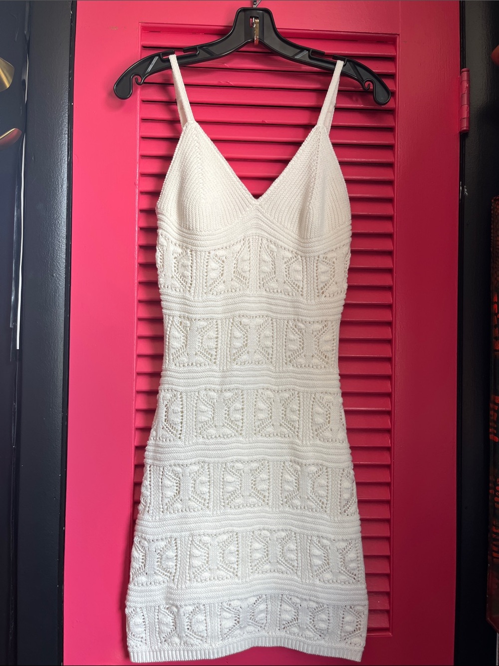 Olive & Oak White Crochet Knit Mini Dress